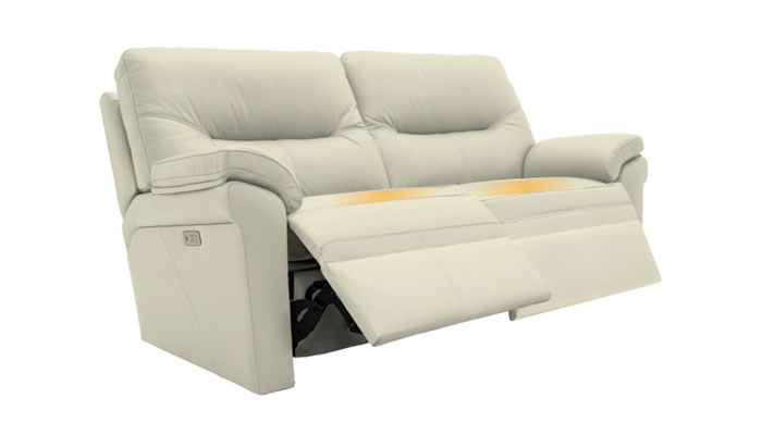 G Plan Seattle Leather 2.5 Seater Electric Recliner Lumbar Support Cambridge Chalk